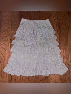 Soft Surroundings Tiered Ruffle Skirt Gray Large